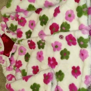 Girls Faux Fur Floral Boutique Coat